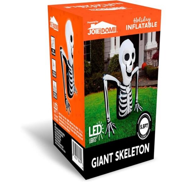 Joiedomi 5.5 FT‎ Long Halloween Inflatables Outdoor Decorations, Skeleton - Picture 7 of 8